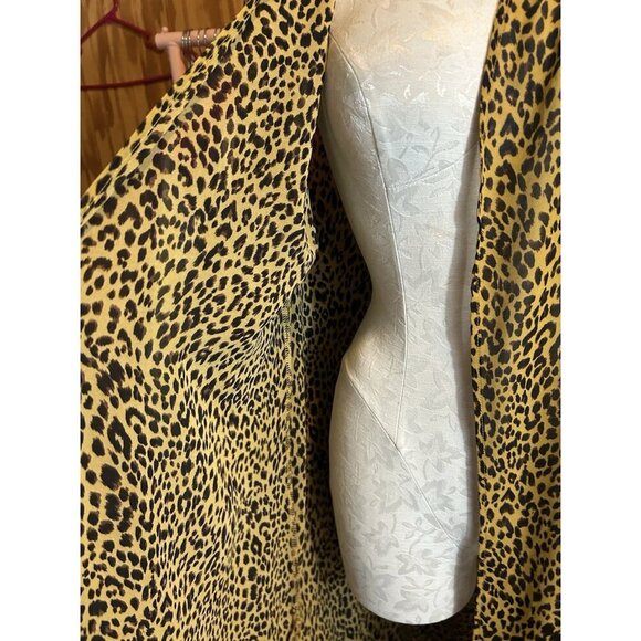 Umgee Cheeta Print Open Cardigan Duster Sz S Women’s Boho Sheer Tiered Sleeve - Picture 5 of 12